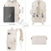 Travel Backpack for Women, 17 Inch Carry On Laptop Backpack Flight Approved with 3 Packing Cubes, Mochila de Viaje Casual Daypack with USB Charging for Business, Hiking, Water Resistant, Beige - Image 6