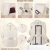 Travel Backpack for Women, 17 Inch Carry On Laptop Backpack Flight Approved with 3 Packing Cubes, Mochila de Viaje Casual Daypack with USB Charging for Business, Hiking, Water Resistant, Beige - Image 4